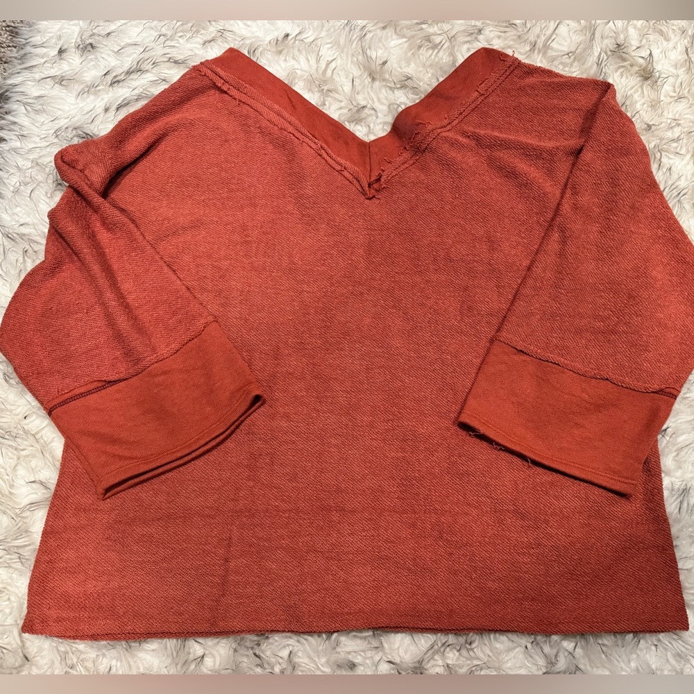 NWOT- BiBi Rust Off-the-Shoulder Sweater with Relaxed Fit - Picture 3 of 4